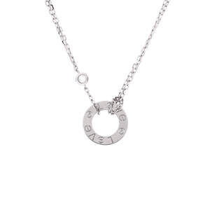 Cartier 2 Diamonds Love Pendant Necklace 18K White Gold with Diamonds